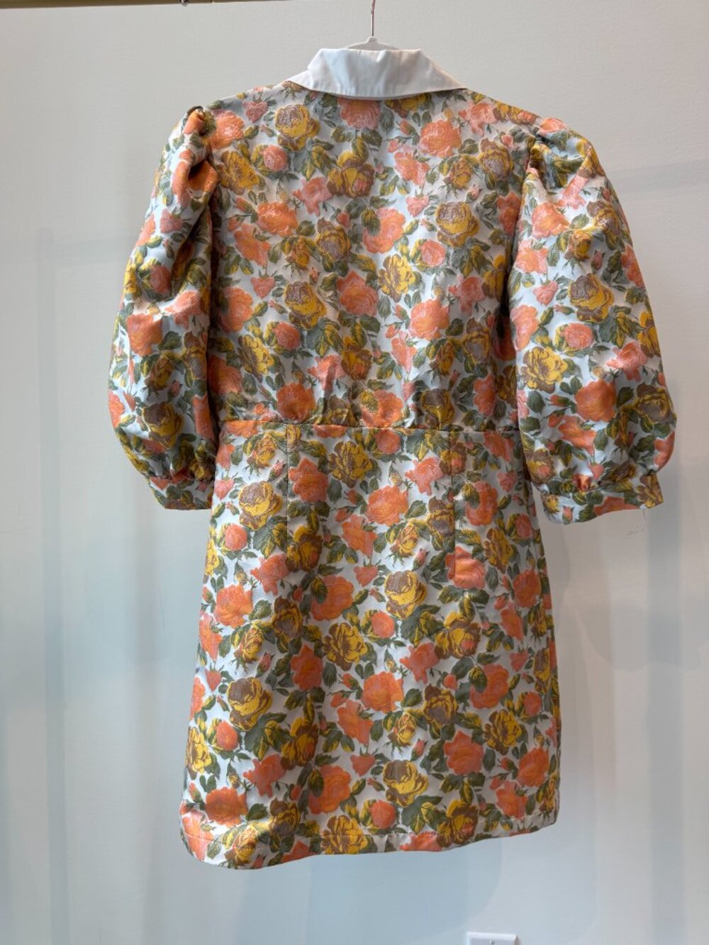 moodie Floral Puff Sleeve Mini Dress with White Collar - Picture 2 of 3